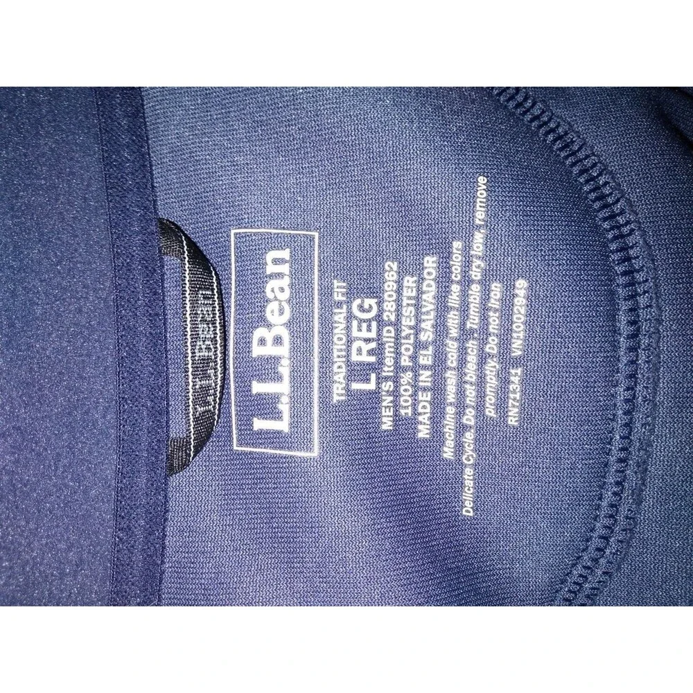 LL Bean Men’s 1/4 Zip Soft Fleece Pullover Jacket Navy Blue Large